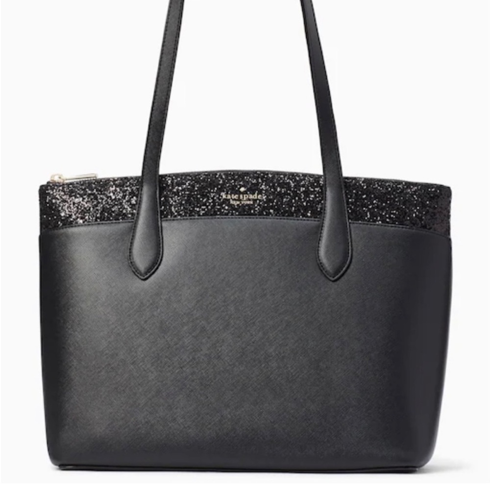 NWT Kate Spade black glitter tote